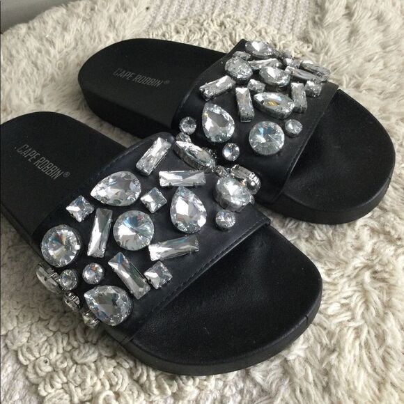 Cape Robbin Black and Silver Embellished Slippers - Picture 5 of 7
